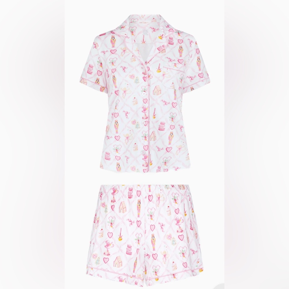 LoveShackFancy x Roller Rabbit Sugarplum Lattice Polo Pajamas XS